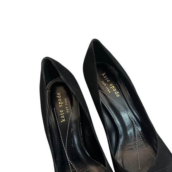 Kate Spade New York Black Peep Toe Wedge Sandals Cutout Velvet Size 6.5 Women's - Picture 5 of 11
